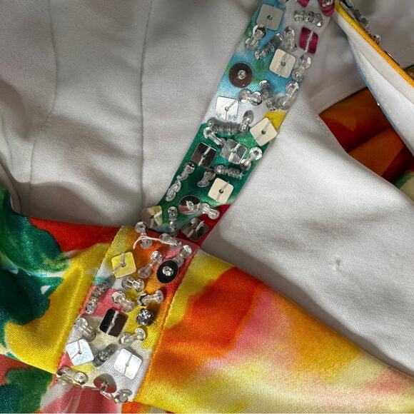 Morgan & Co Vibrant Floral Sequin Gown Prom – Size Small – Halter Maxi Dress - Picture 6 of 8